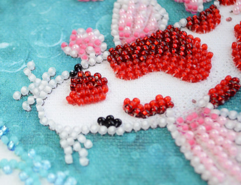 Koi Carp Bead Embroidery Kit, 15 x 15 cm, Abris Art Canvas, 1478 Beads, 9 Colors, Marked Design Zones