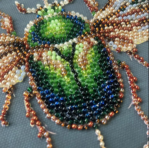 Mini Bead Embroidery Kit with Animal Motifs, Abris Art Nature Theme, 15x15 cm Printed Canvas, 13 Colors, 1517 Beads
