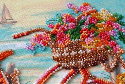 Bead Embroidery Kit “Azure Age,” Nature Design, 20x20 cm, Abris Art, 19 Colors, Printed Canvas & Instructions