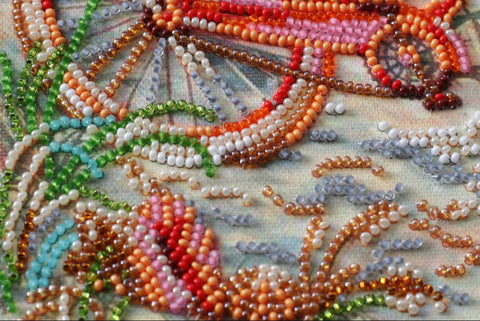 Bead Embroidery Kit “Azure Age,” Nature Design, 20x20 cm, Abris Art, 19 Colors, Printed Canvas & Instructions
