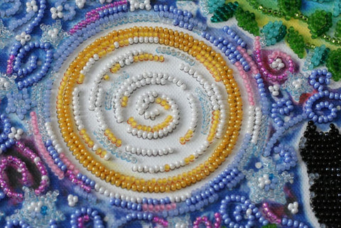 Bead Embroidery Kit Together Forever Nature Motif, 20 x 20 cm Printed Canvas, Abris Art, 20 Colors, 4986 Beads