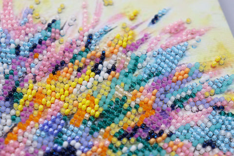 Hedgehog Bead Embroidery Kit, 20x20 cm Abris Art, 18 Colors, 4835 Beads, Animal Wall Decor