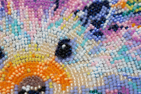Hedgehog Bead Embroidery Kit, 20x20 cm Abris Art, 18 Colors, 4835 Beads, Animal Wall Decor