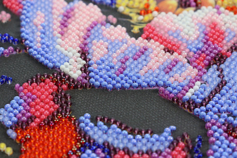 Bead Embroidery Kit Time to Bloom, Floral Design, 20x20 cm, Abris Art, 12 Colors, 4921 Beads
