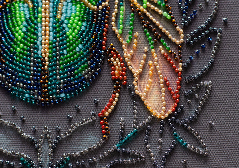 Emerald Beetle Bead Embroidery Kit, Abris Art, 20x20 cm, 13 Colors, 3110 Beads, Beginner-Friendly DIY Craft Project