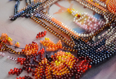 Autumn Light Bead Embroidery Kit, 20x20 cm, Abris Art Deco Scenes, 18 Colors, 2808 Beads