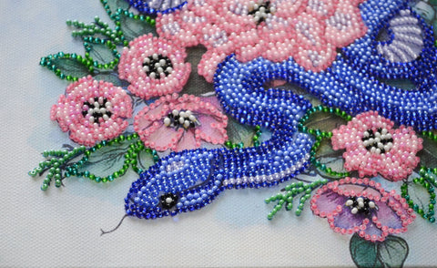 Bead Embroidery Kit with Nature Design, Abris Art, 12 Bead Colors, 4003 Beads, 20x20 cm, Wall Decor Project