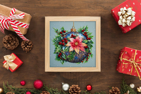 Christmas Bead Embroidery Kit, 20x20 cm – Abris Art Christmas Shine, 17 Colors, 2789 Beads