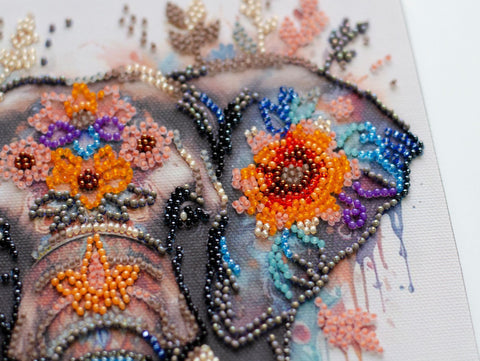 Bead Embroidery Kit with Eastern Animal Design, Abris Art, 20x20 cm, 17 Colors, 2789 Beads, DIY Craft Set
