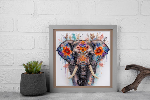 Bead Embroidery Kit with Eastern Animal Design, Abris Art, 20x20 cm, 17 Colors, 2789 Beads, DIY Craft Set