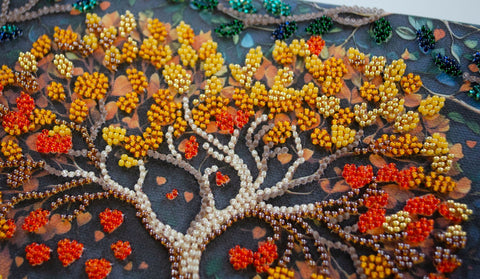 Bead Embroidery Kit, Warm Feelings Nature Scene, 20 x 20 cm, Abris Art Deco Scenes, 11 Colors, 3242 Beads