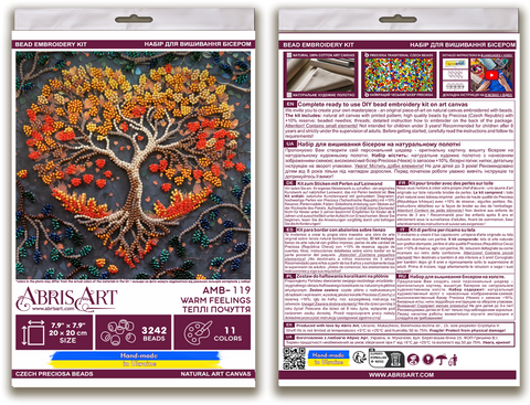 Bead Embroidery Kit, Warm Feelings Nature Scene, 20 x 20 cm, Abris Art Deco Scenes, 11 Colors, 3242 Beads