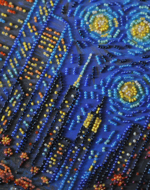 Bead Embroidery Kit, City Scene “Rhythm of Life,” Abris Art, 20x20 cm, 14 Colors, 3151 Beads