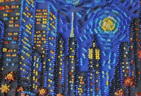Bead Embroidery Kit, City Scene “Rhythm of Life,” Abris Art, 20x20 cm, 14 Colors, 3151 Beads