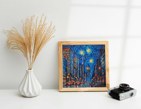 Bead Embroidery Kit, City Scene “Rhythm of Life,” Abris Art, 20x20 cm, 14 Colors, 3151 Beads