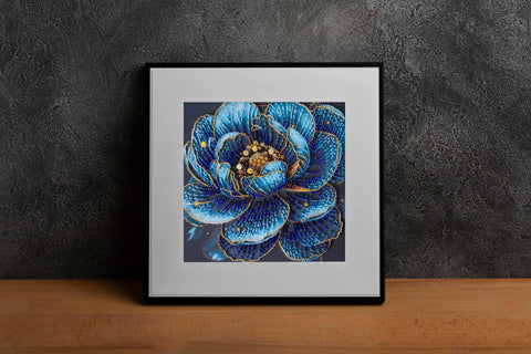 Bead Embroidery Kit with Floral Design, Royal Bloom 20x20 cm, 13 Colors, 3044 Beads, Abris Art