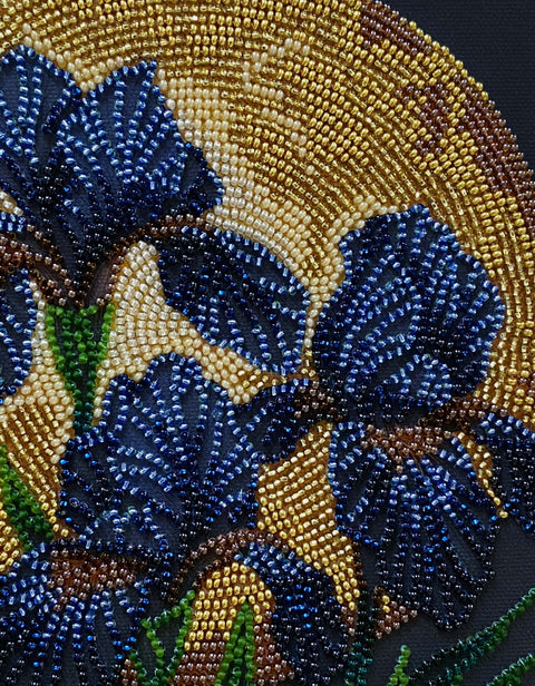 Bead Embroidery Kit, Floral Design with 13 Colors, 20 x 20 cm, 4771 Beads, Abris Art, Dancing Flowers in Golden Light