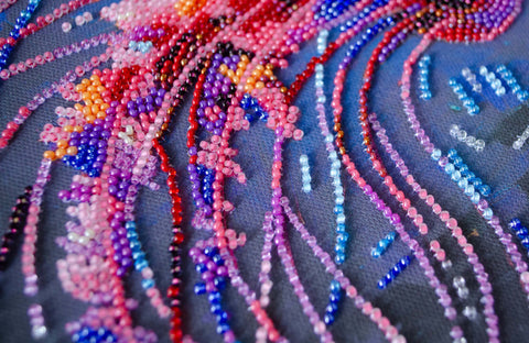 Bead Embroidery Kit with Animal Design, Dangerous Grace, Abris Art, 20x20 cm, 19 Colors, 3308 Beads, Intermediate to Advanced DIY Craft