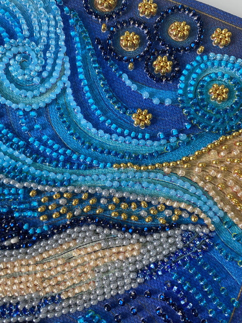Bead Embroidery Kit, Nature Design, 20x20 cm, 16 Colors, 4204 Beads, Abris Art, Marked Canvas, “Majesty of the Depths”