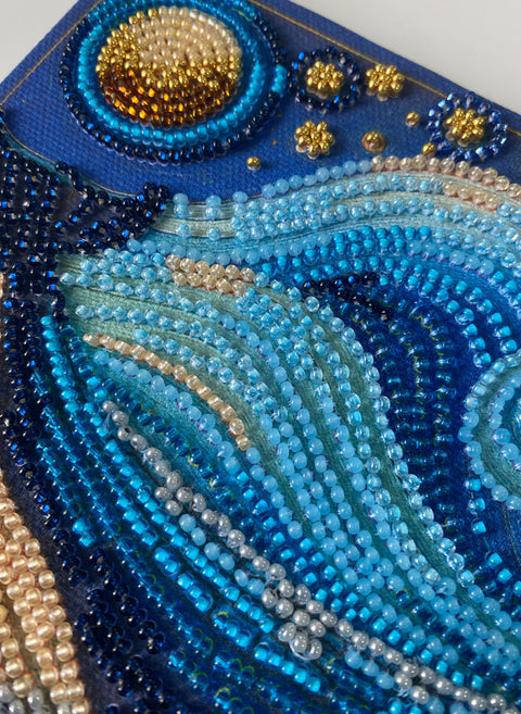 Bead Embroidery Kit, Nature Design, 20x20 cm, 16 Colors, 4204 Beads, Abris Art, Marked Canvas, “Majesty of the Depths”