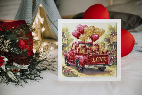Bead Embroidery Kit, Love-Themed Art Design, 18-Color Glass Beads, Abris Art, 20 x 20 cm