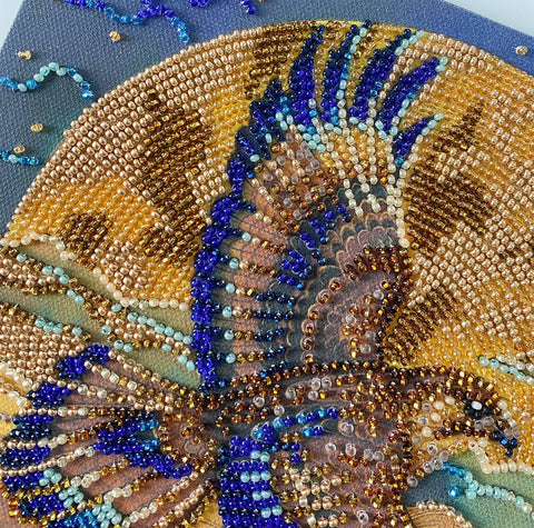Bead Embroidery Kit Desert Wings Animal Design, 20x20 cm, Abris Art, 14 Colors, 4085 Beads, Canvas Craft Set