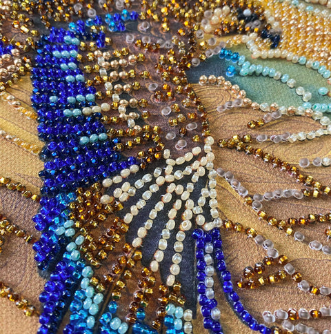 Bead Embroidery Kit Desert Wings Animal Design, 20x20 cm, Abris Art, 14 Colors, 4085 Beads, Canvas Craft Set