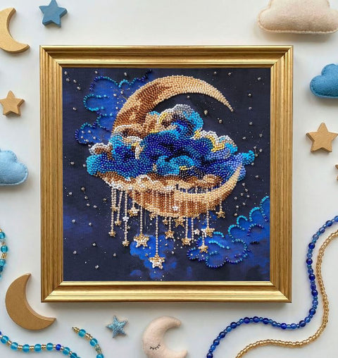 Abris Art Bead Embroidery Kit, Nature Scene, 20x20 cm, 15 Colors, Printed Canvas, DIY Decorative Picture