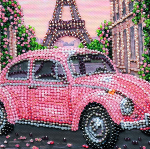 Cityscape Bead Embroidery Kit La Vie en Rose, 20x20 cm, Abris Art, 19 Colors, Printed Canvas, DIY Wall Decorстава