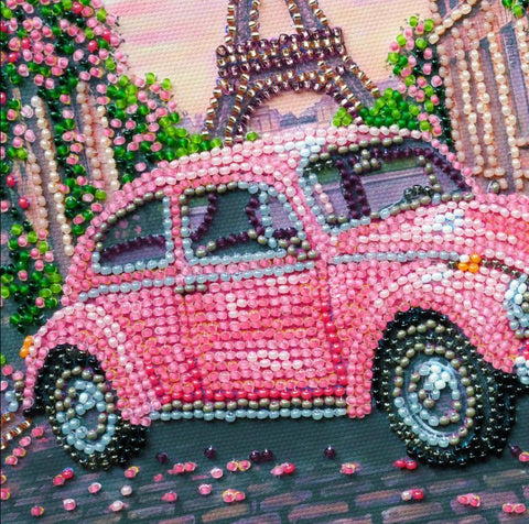 Cityscape Bead Embroidery Kit La Vie en Rose, 20x20 cm, Abris Art, 19 Colors, Printed Canvas, DIY Wall Decorстава
