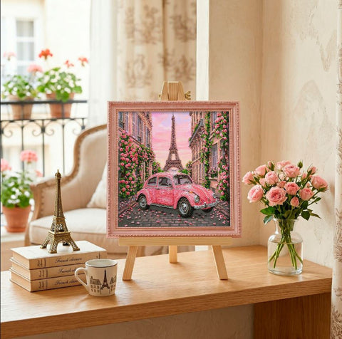Cityscape Bead Embroidery Kit La Vie en Rose, 20x20 cm, Abris Art, 19 Colors, Printed Canvas, DIY Wall Decorстава