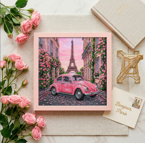Cityscape Bead Embroidery Kit La Vie en Rose, 20x20 cm, Abris Art, 19 Colors, Printed Canvas, DIY Wall Decorстава