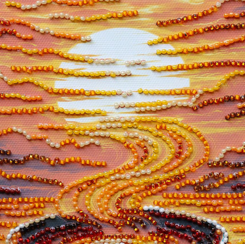 Bead Embroidery Kit, Fragrant Coffee Design, 20 x 20 cm, Abris Art, 13 Colors, Printed Canvas, DIY Craft Project