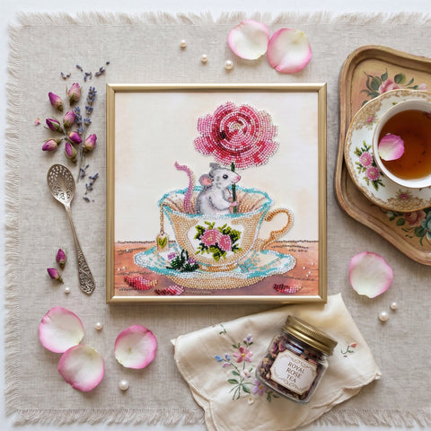 Animal Bead Embroidery Kit 20 x 20 cm, Printed Canvas, 20 Colors, Abris Art “Spring Touch”