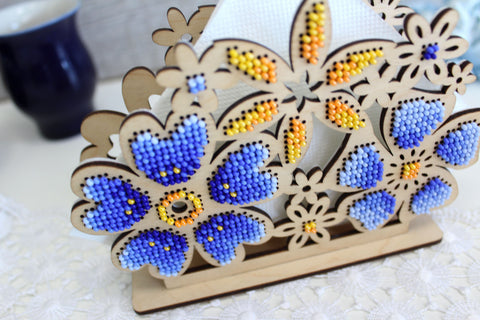 Embroidery Kit for Napkin Holder, Wildflower Meadow Cross Stitch Design, MP Studia, Threads, Needle, Fabric & Instructions