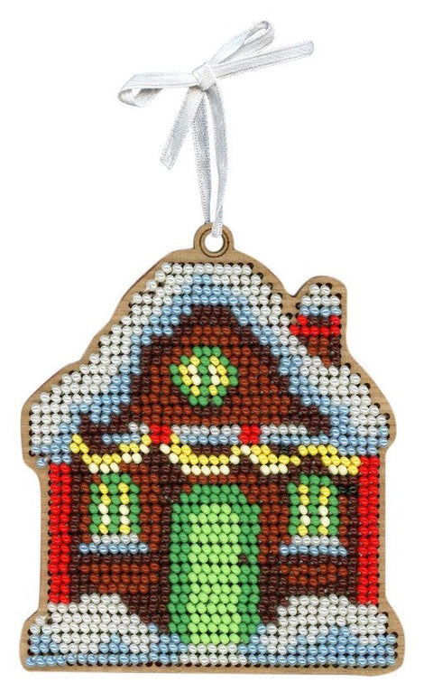 Christmas Cross Stitch Kit for Tree Ornament, Cozy House Design, MP Studia Embroidery Craft Kit for Beginners and Advanced Crafters