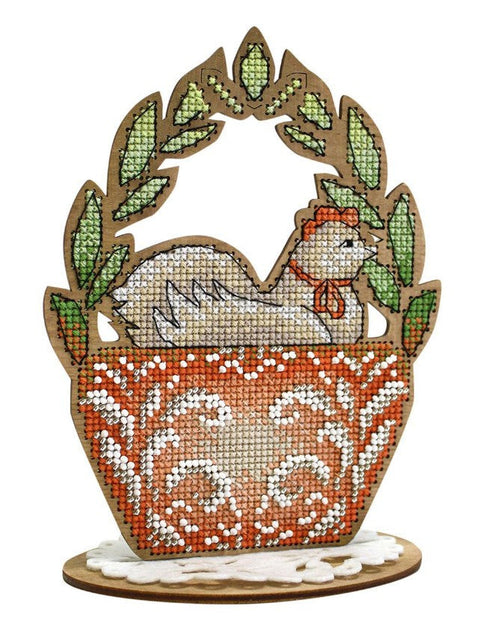 Chicken and Chicks Cross Stitch Kit, MP Studia, Multicolor Cotton Threads, Aida Fabric, Symbol Chart, Beginner-Friendly Home Decor】【。
