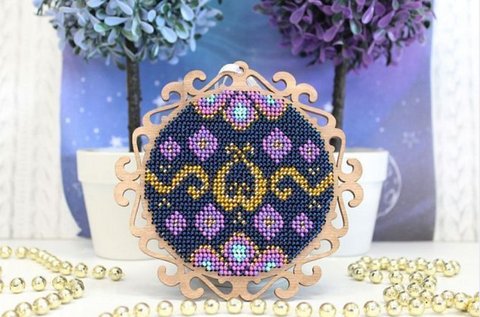Beaded Embroidery Kit on Wooden Base, Evening Symphony Design, MP Studia, Glass Beads DIY Craft Decor