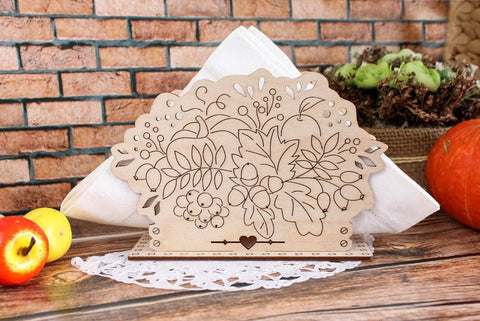 Cross Stitch Kit for Wooden Napkin Holder, Autumn Bouquet Pattern, MP Studia, Warm Natural Tones, DIY Home Decor Craft