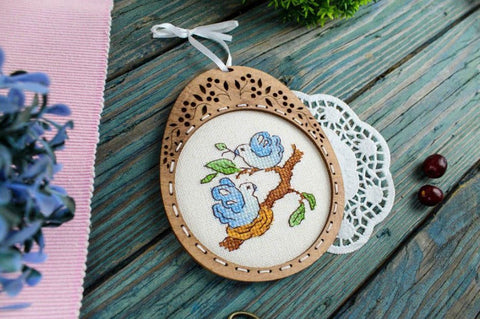 Cross Stitch Kit on Perforated Wooden Base, Spring Floral Miniature, MP Studia, Soft Spring Tones, Home Decor DIY Activity