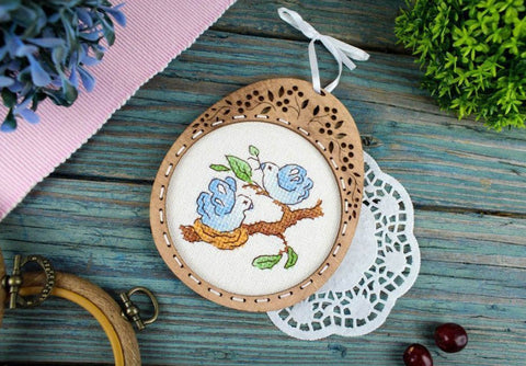 Cross Stitch Kit on Perforated Wooden Base, Spring Floral Miniature, MP Studia, Soft Spring Tones, Home Decor DIY Activity