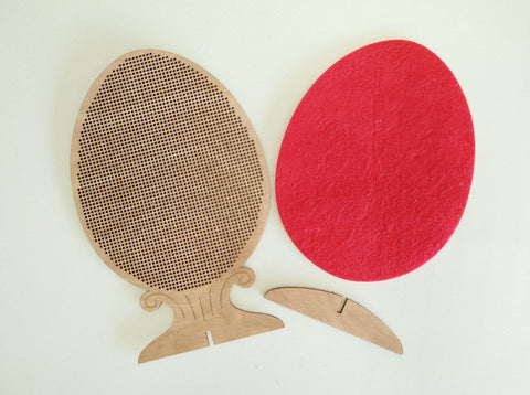 Cross Stitch and Bead Embroidery Kit on Wooden Egg, Khokhloma Pattern, MP Studia, Red Black Gold Craft Decor