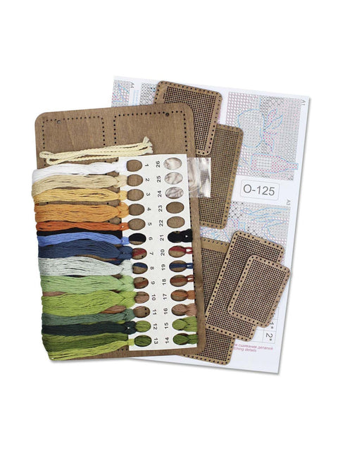 Summer Nature Cross Stitch Kit on Wood, MP Studia, 26 × 17 cm, 21-Color Kirov Thread Set with Needle and Patterns