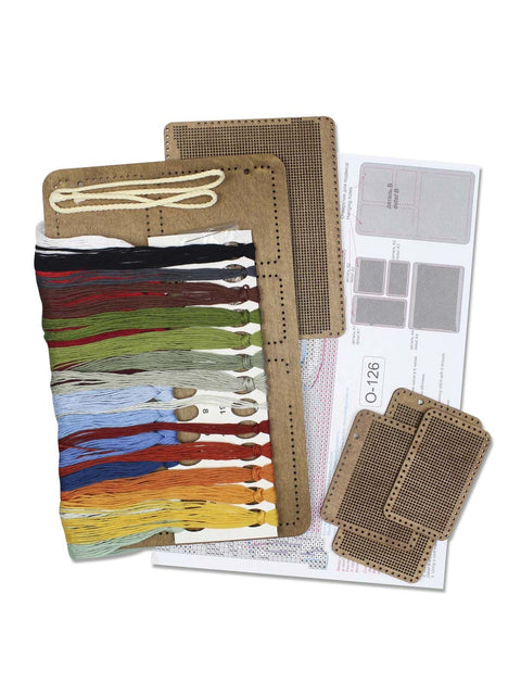 Wooden Cross Stitch Kit, Autumn Collage, 26 x 17 cm, MP Studia, Perforated Wood Base, 26 Kirov Thread Shades