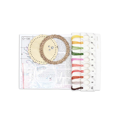 Mini Cross Stitch Kit on Wood, Tulip Bouquet, 8×8 cm, MP Studia Embroidery Set for Beginners and Advanced Crafters