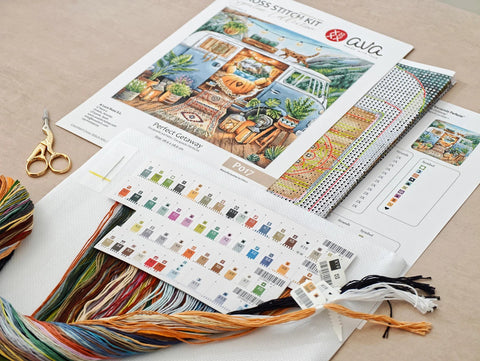 Cross Stitch Kit “Home Is Where We Park” 28.57 cm, AVA Stitch, Zweigart Aida 16 ct, Nature & Animal Design