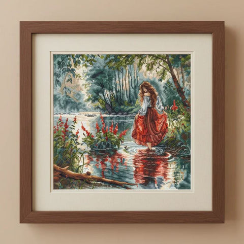 Forest Secret Cross Stitch Kit, 32 x 32 cm, Aida 16 ct Canvas, AVA Stitch, Needle, Threads, Instructions and Chart