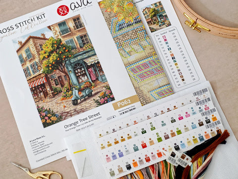 City Cross Stitch Kit, Signature Design, Zweigart Aida 16 ct, 65 Colors, 23.5 x 32.23 cm, AVA Stitch