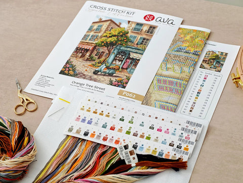 City Cross Stitch Kit, Signature Design, Zweigart Aida 16 ct, 65 Colors, 23.5 x 32.23 cm, AVA Stitch