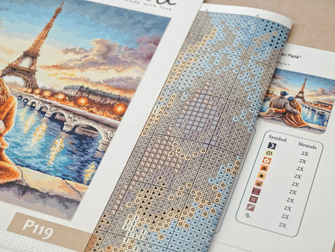 Paris Sunset Cross Stitch Kit, City Scene with People, Zweigart Aida 16 ct Canvas, 28.57 cm Square, AVA Stitch